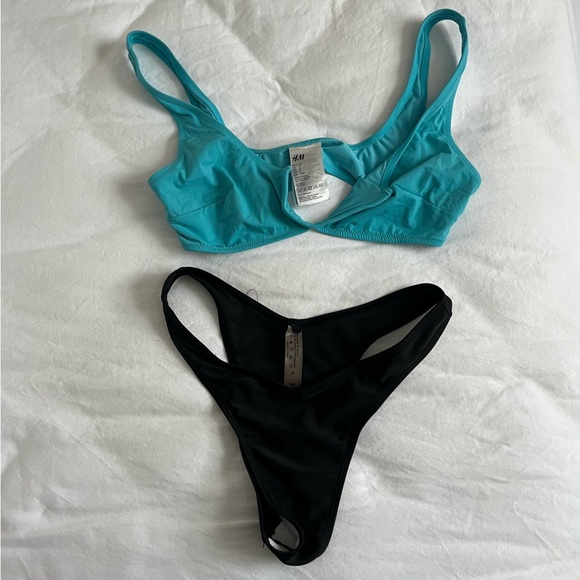 H&M Blue and Black Bikini Set Swimwear - Picture 1 of 5